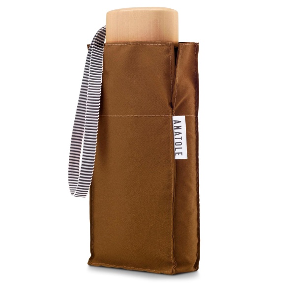 Caramel Brown  Folding Compact Umbrella by Anatole of Paris  AUGUSTINE