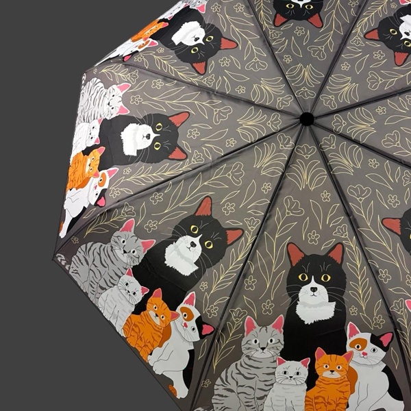 All Things Kitty Cat Auto O&C Folding Art Umbrella by Naked Decor