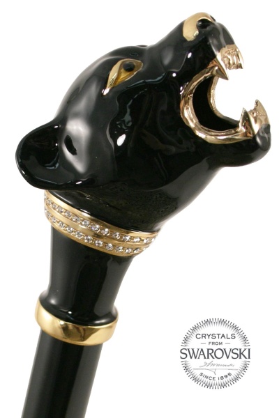 Panther Headed Collectors Cane with Swarovski Crystals by Pasotti