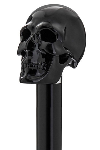 Black Enamel Skull Collectors Cane by Pasotti