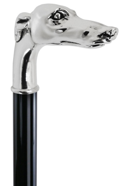 Silver Plated Greyhound Dress Cane by Pasotti