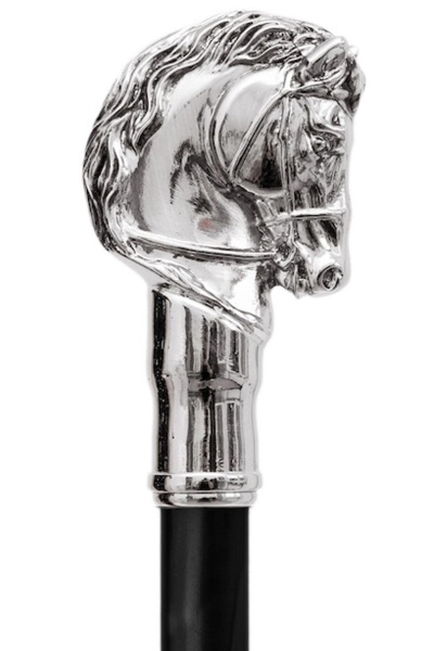 Silver Plated Horse Dress Cane by Pasotti