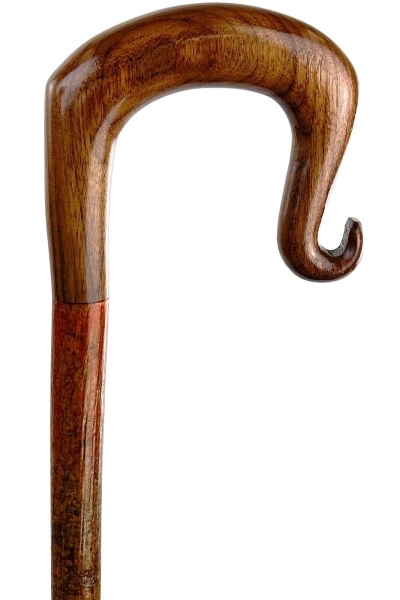 Handmade American Walnut Shepherd's Crook on Hazel Shaft