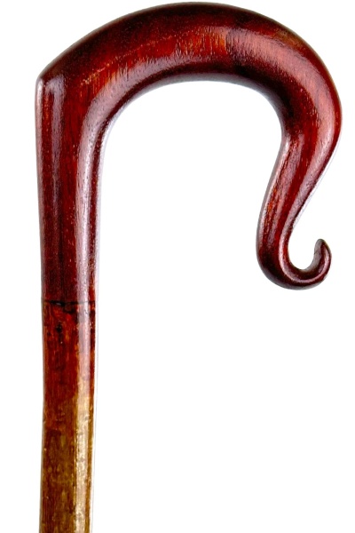 Handmade Mahogany Shepherd's Crook on Hazel Shaft