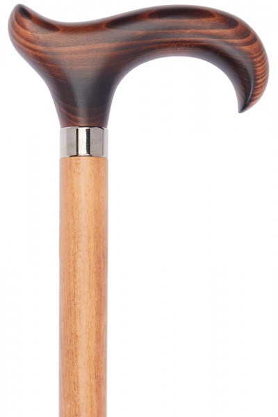 Extra Long & Strong Natural Wood Derby Walking Stick with Scorched Handle