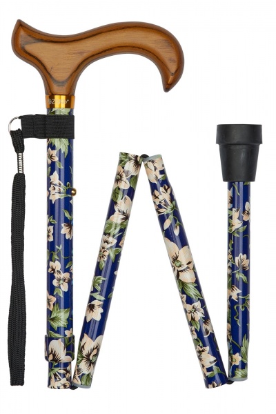 Deluxe Folding Walking Cane With Wooden Handle - Morris Pattern