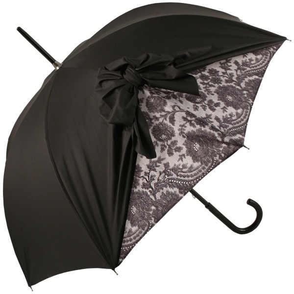 Drape Bow Umbrella in Black and Lace by Guy De Jean